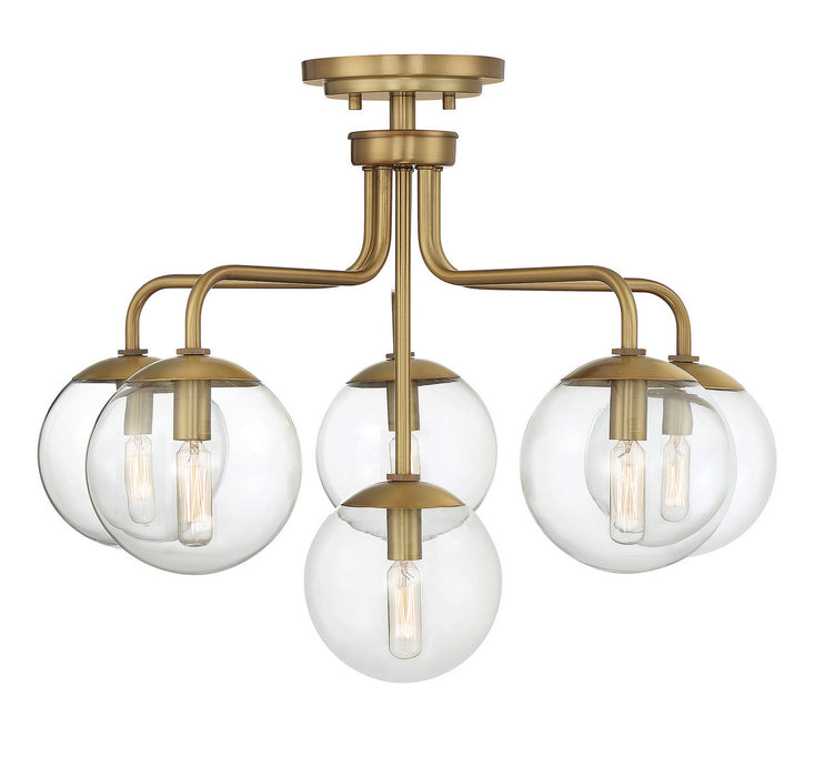 Savoy House 6-1951-6-322 Six Light Semi-Flush Mount, Warm Brass