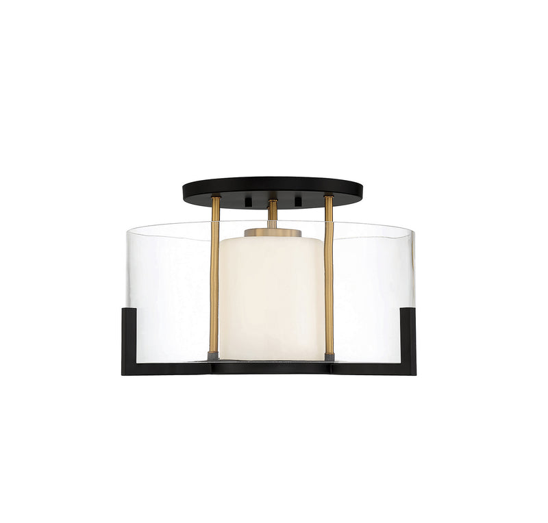 Savoy House 6-1981-1-143 One Light Semi-Flush Mount, Matte Black with Warm Brass