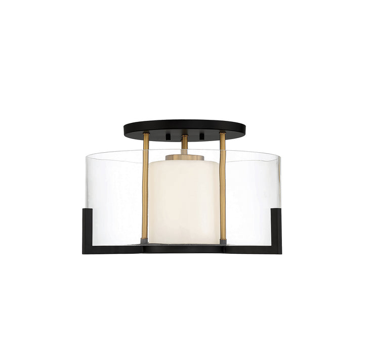 Savoy House 6-1981-1-143 One Light Semi-Flush Mount, Matte Black with Warm Brass