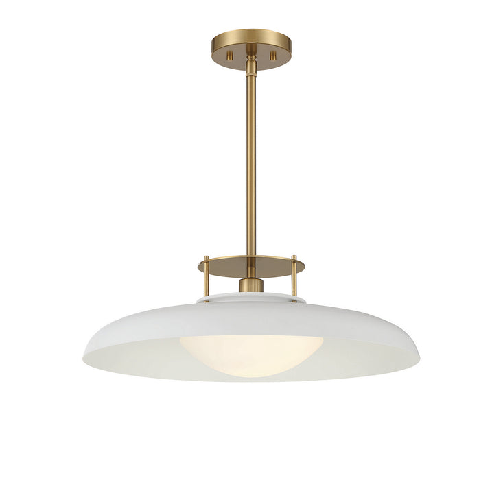 Savoy House 7-1690-1-142 One Light Pendant, White with Warm Brass