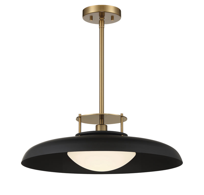 Savoy House 7-1690-1-143 One Light Pendant, Matte Black with Warm Brass