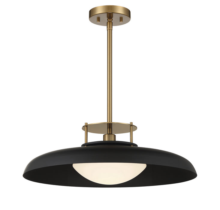 Savoy House 7-1690-1-143 One Light Pendant, Matte Black with Warm Brass