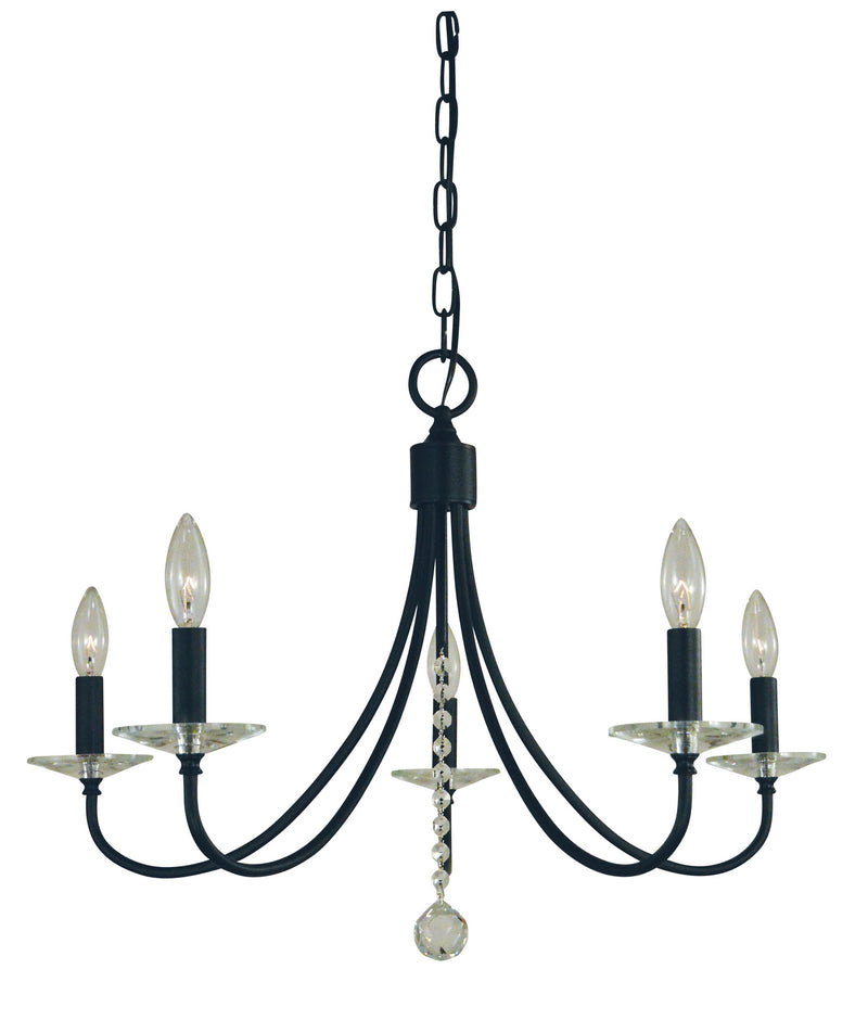 Framburg L1165 MBLACK Five Light Chandelier, Matte Black