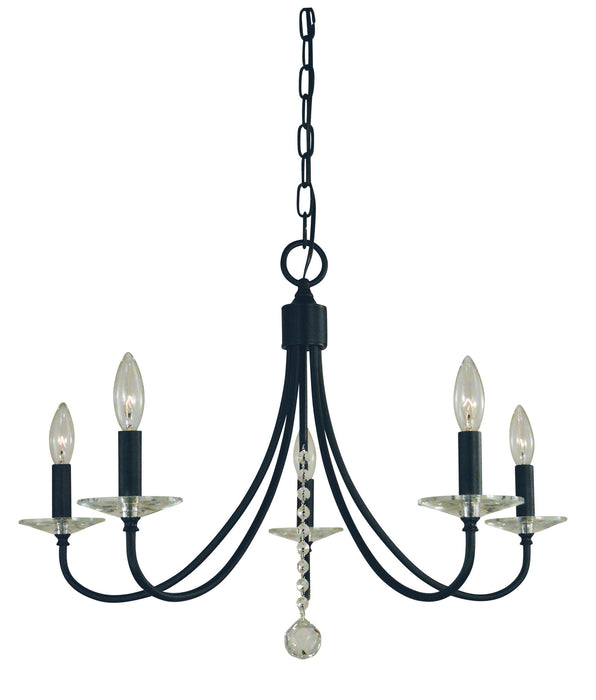 Framburg L1165 MBLACK Five Light Chandelier, Matte Black