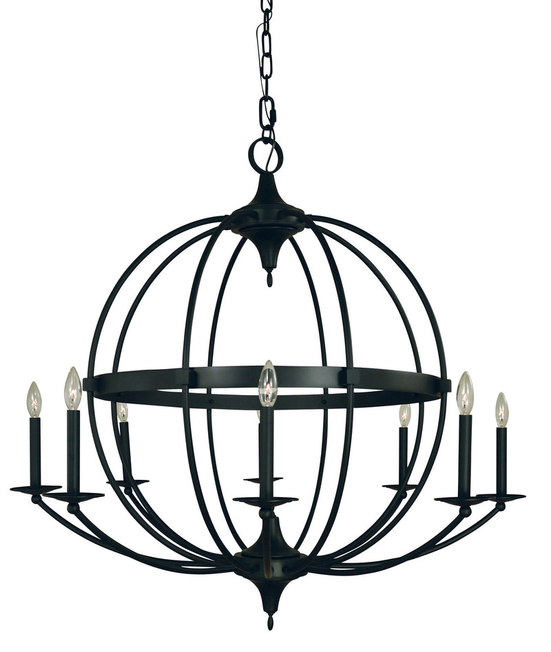 Framburg L1158 MBLACK Eight Light Foyer Chandelier, Matte Black