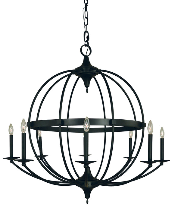 Framburg L1158 MBLACK Eight Light Foyer Chandelier, Matte Black