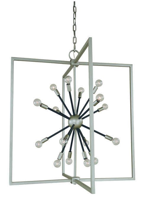 Framburg L1146 SP/MBLACK 16 Light Chandelier, Satin Pewter/Matte Black