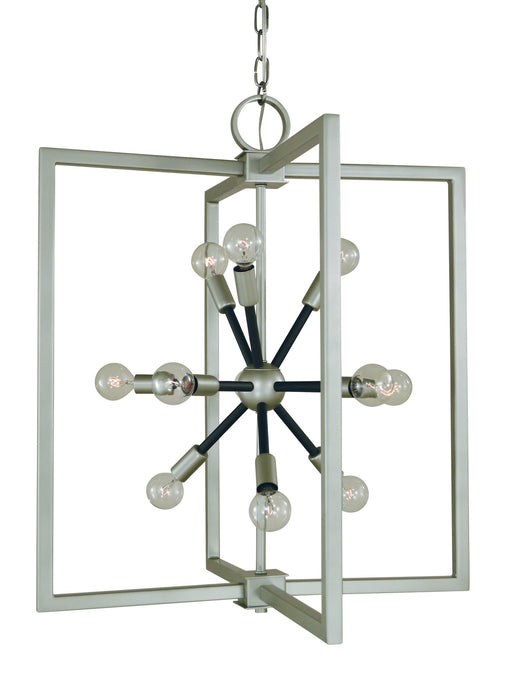 Framburg L1144 SP/MBLACK 11 Light Chandelier, Satin Pewter/Matte Black