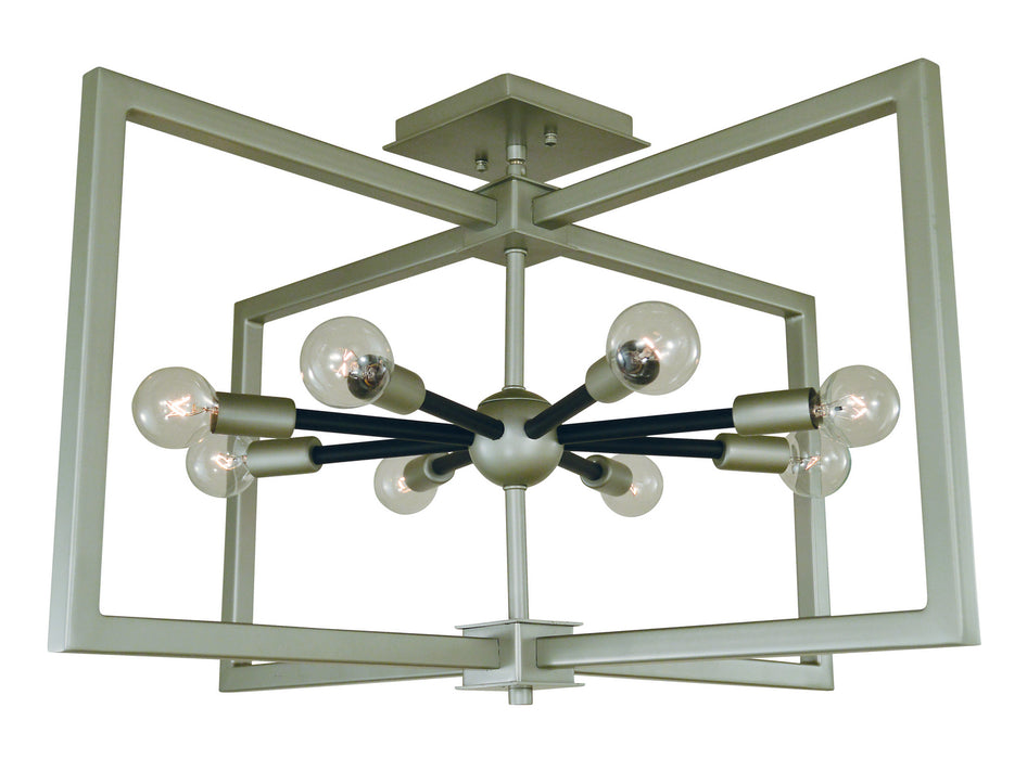 Framburg L1142 SP/MBLACK Eight Light Dual Mount, Satin Pewter/Matte Black