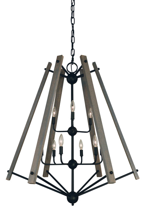 Framburg L1139 MBLACK Nine Light Foyer Chandelier, Matte Black