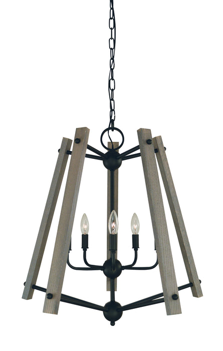 Framburg L1137 MBLACK Five Light Chandelier, Matte Black