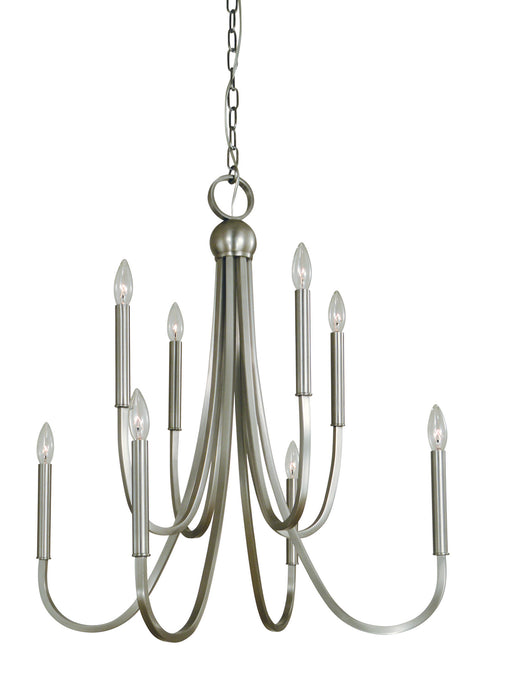 Framburg L1129 BN Eight Light Chandelier, Brushed Nickel