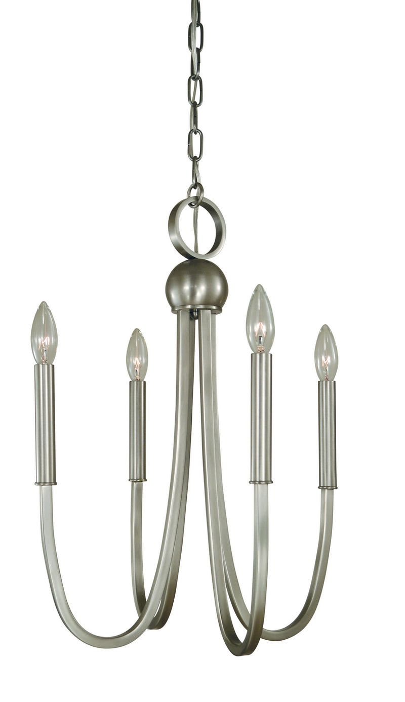 Framburg L1127 BN Four Light Chandelier, Brushed Nickel