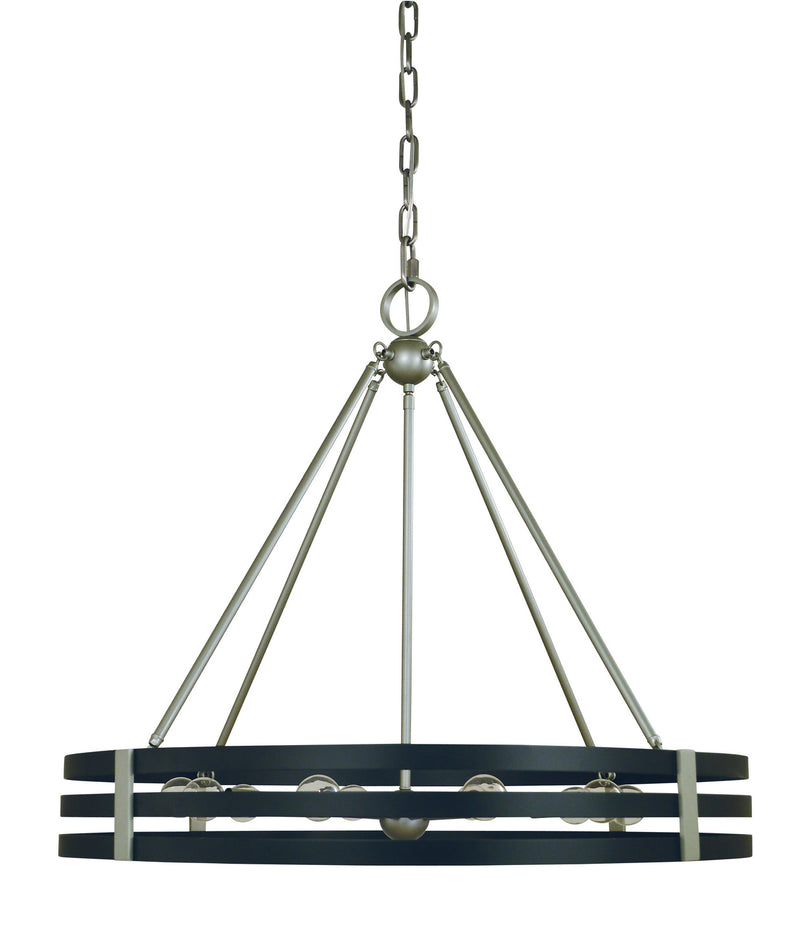 Framburg L1125 SP/MBLACK Ten Light Chandelier, Satin Pewter/Matte Black