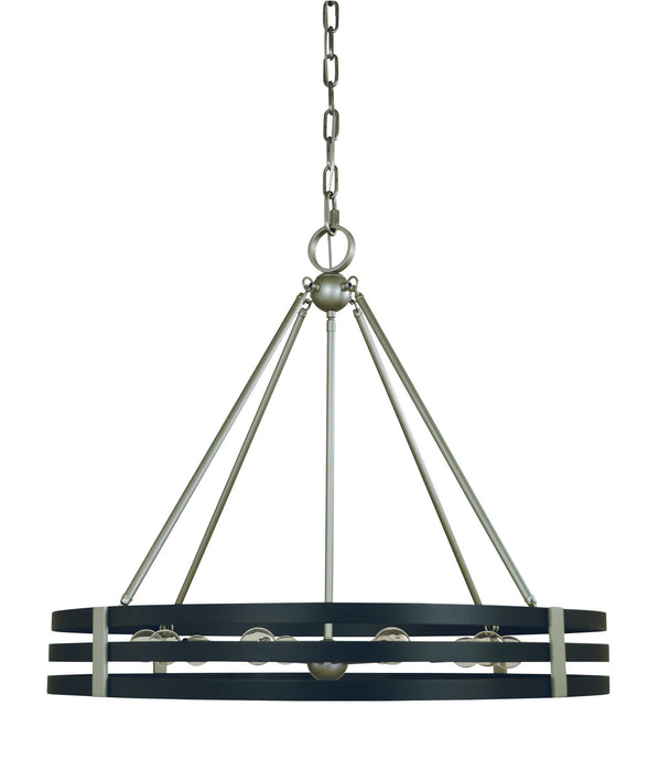 Framburg L1125 SP/MBLACK Ten Light Chandelier, Satin Pewter/Matte Black
