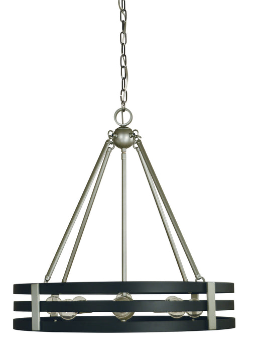 Framburg L1123 SP/MBLACK Eight Light Chandelier, Satin Pewter/Matte Black