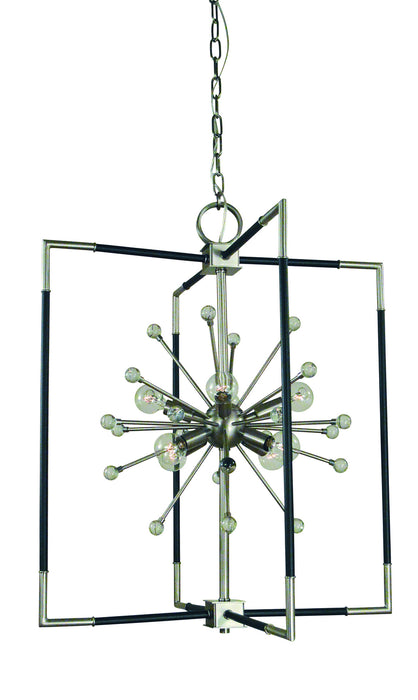Framburg L1118 BN/MBLACK Eight Light Chandelier, Brushed Nickel w/Matte Black