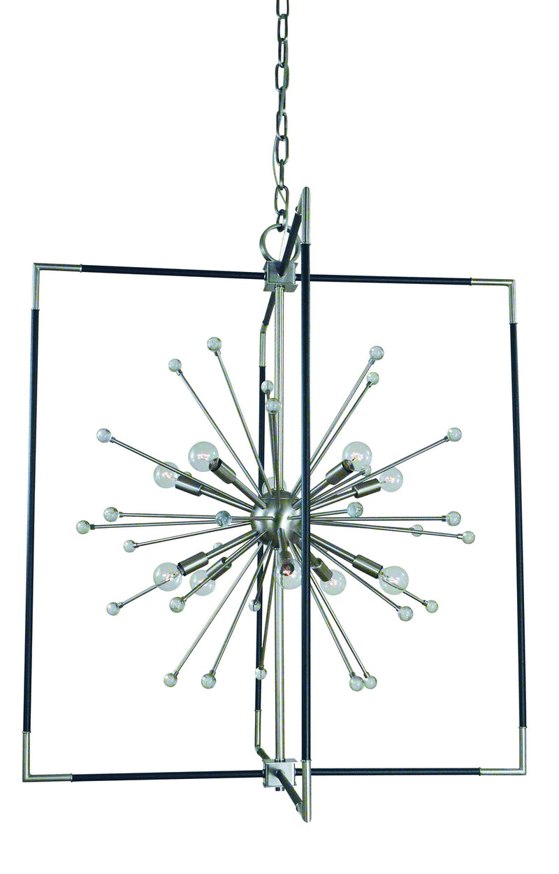 Framburg L1110 BN/MBLACK Ten Light Chandelier, Brushed Nickel w/Matte Black