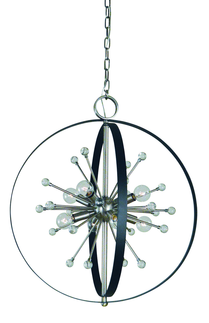 Framburg L1108 BN/MBLACK Eight Light Chandelier, Brushed Nickel w/Matte Black