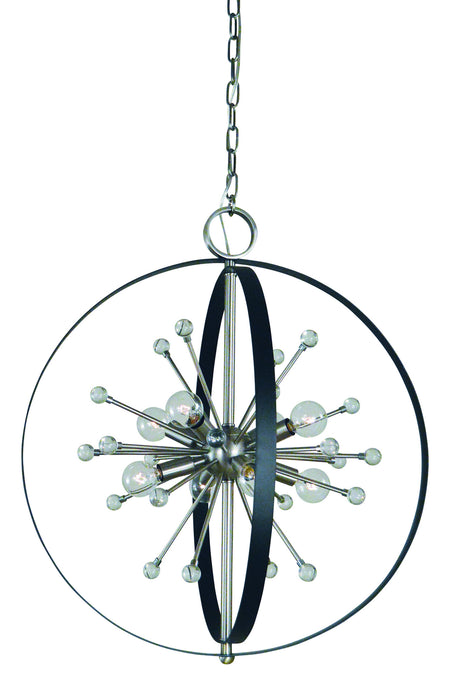 Framburg L1108 BN/MBLACK Eight Light Chandelier, Brushed Nickel w/Matte Black