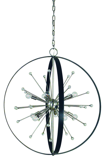 Framburg L1100 BN/MBLACK Ten Light Chandelier, Brushed Nickel w/Matte Black