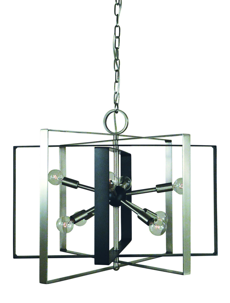 Framburg L1096 BN/MBLACK Eight Light Chandelier, Brushed Nickel w/Matte Black