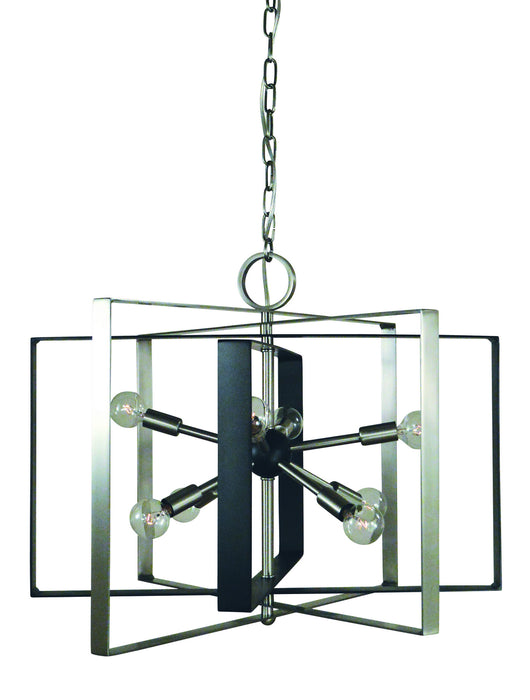 Framburg L1096 BN/MBLACK Eight Light Chandelier, Brushed Nickel w/Matte Black
