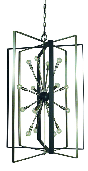 Framburg L1092 BN/MBLACK 16 Light Chandelier, Brushed Nickel w/Matte Black