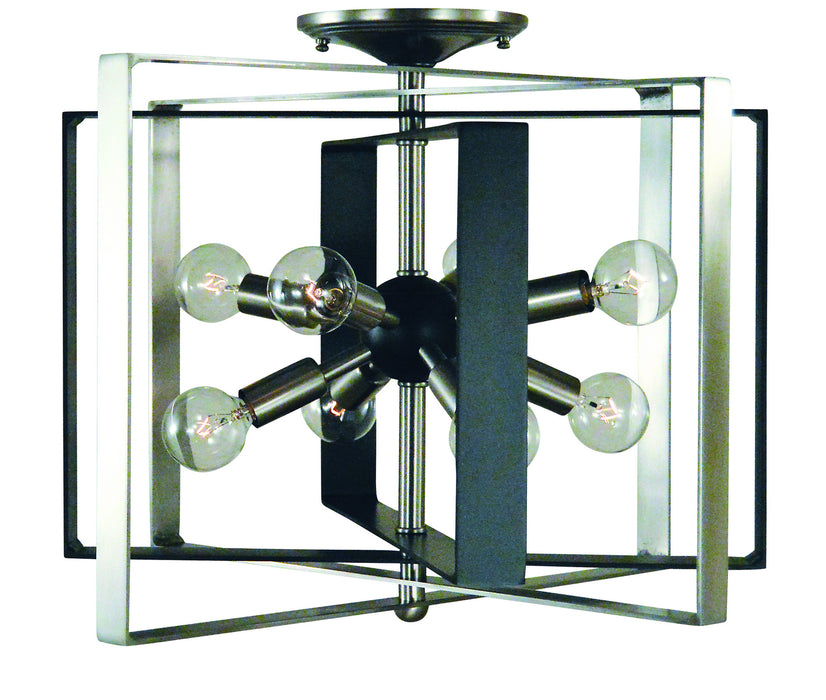Framburg L1090 BN/MBLACK Eight Light Semi-Flush Mount, Brushed Nickel w/Matte Black