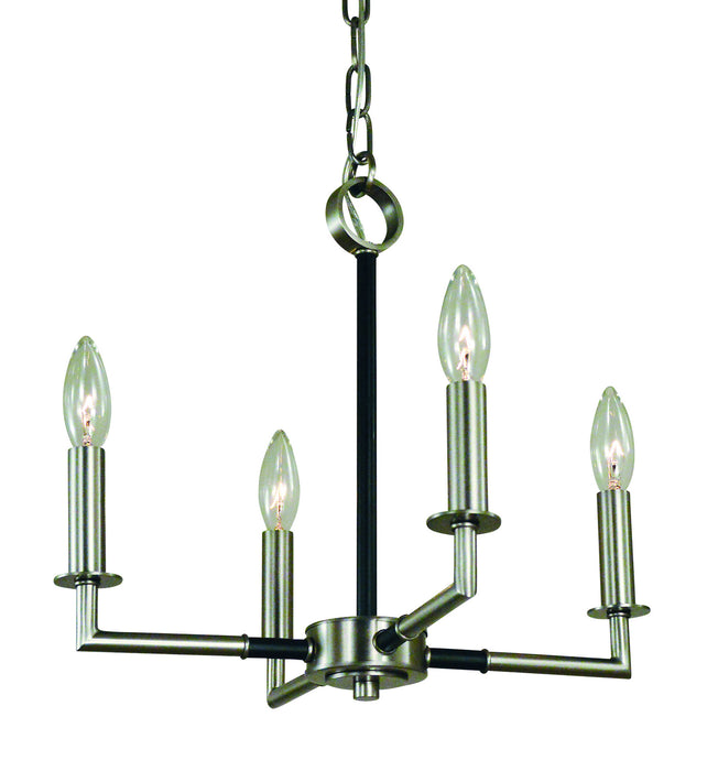 Framburg L1084 BN/MBLACK Four Light Chandelier, Brushed Nickel with Matte Black Accents