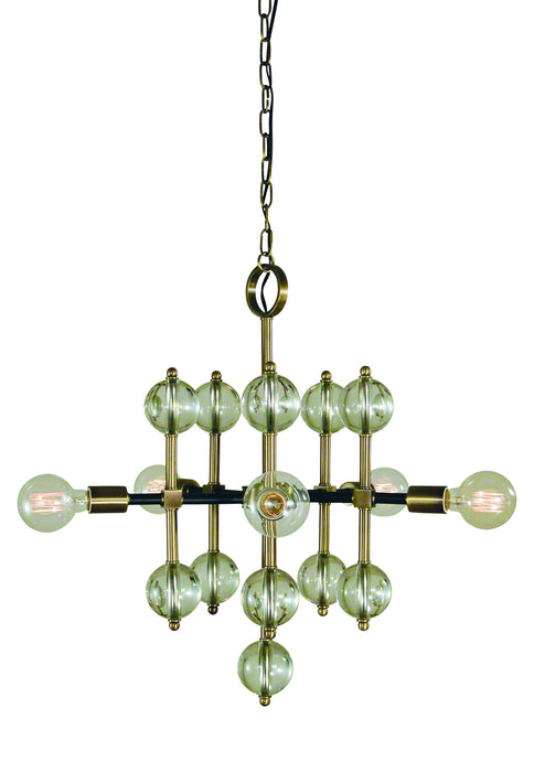 Framburg L1045 AB/MBLACK Five Light Chandelier, Antique Brass with Matte Black Accents
