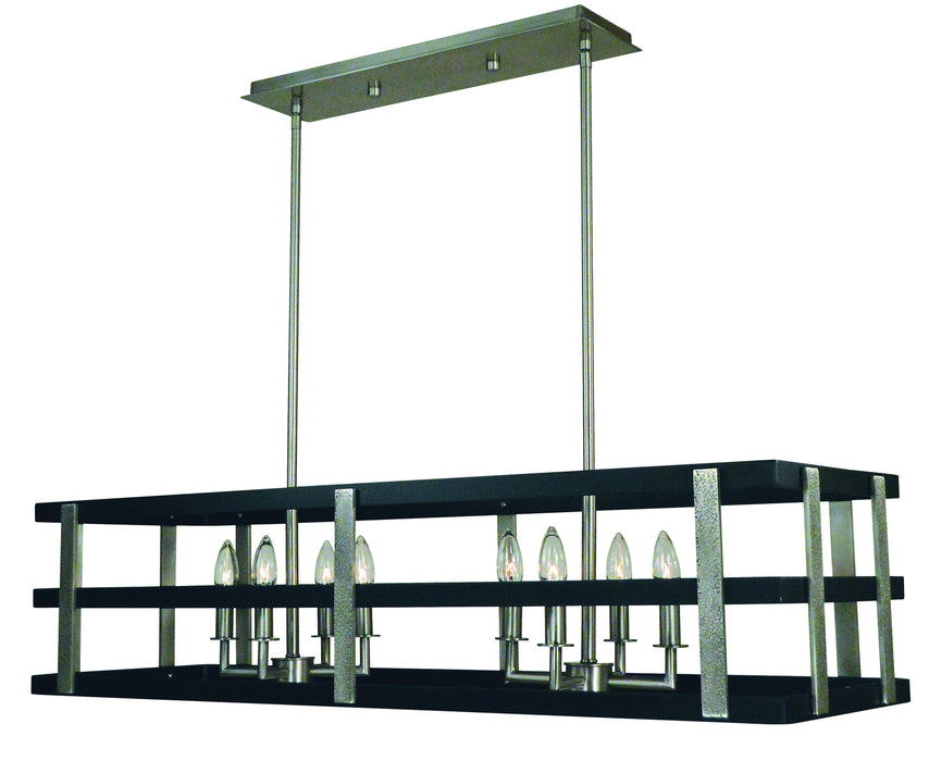 Framburg L1038 BN/MBLACK Eight Light Island Chandelier, Brushed Nickel w/Matte Black