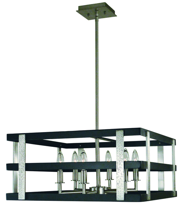 Framburg L1036 BN/MBLACK Six Light Chandelier, Brushed Nickel w/Matte Black