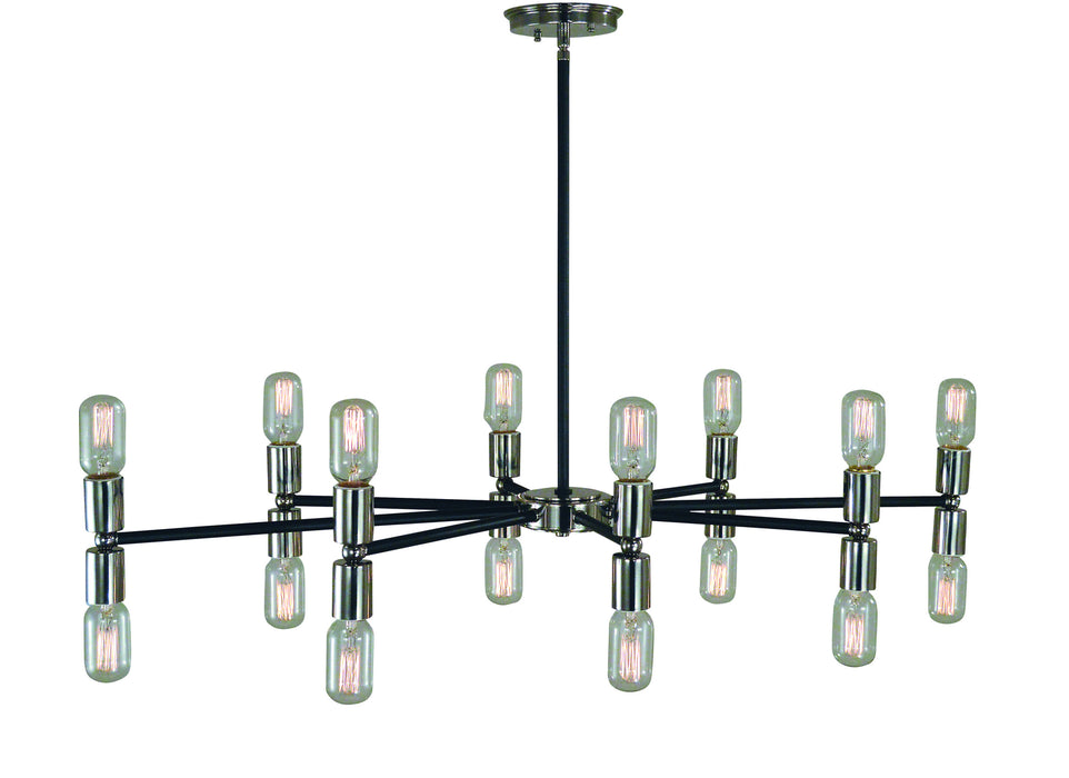 Framburg L1016 PN/MBLACK 16 Light Chandelier, Polished Nickel with Matte Black Accents