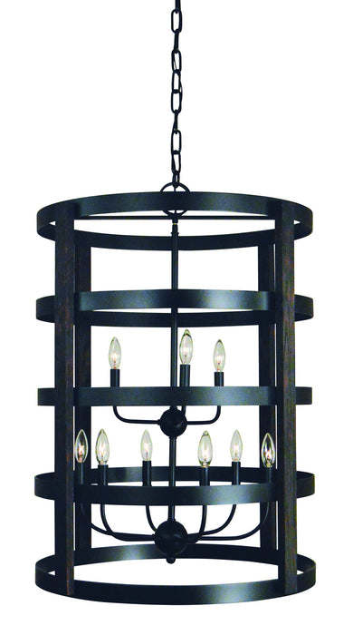 Framburg L1009 MBLACK Nine Light Foyer Chandelier, Matte Black