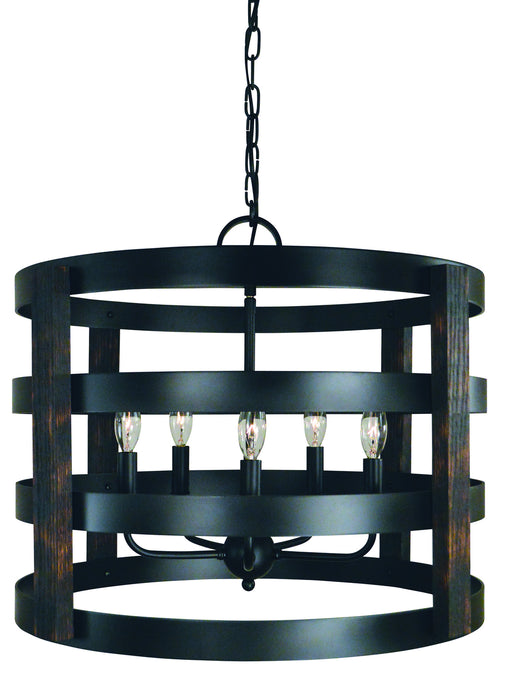 Framburg L1005 MBLACK Five Light Chandelier, Matte Black