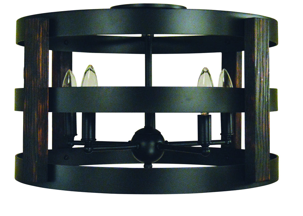 Framburg L1003 MBLACK Five Light Semi-Flush Mount, Matte Black