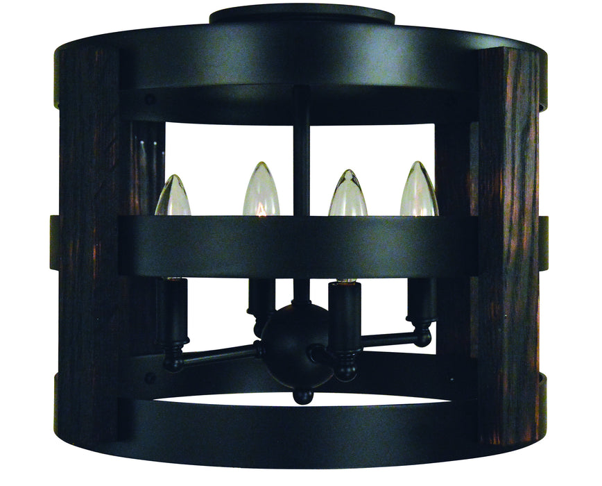 Framburg L1001 MBLACK Four Light Semi-Flush Mount, Matte Black