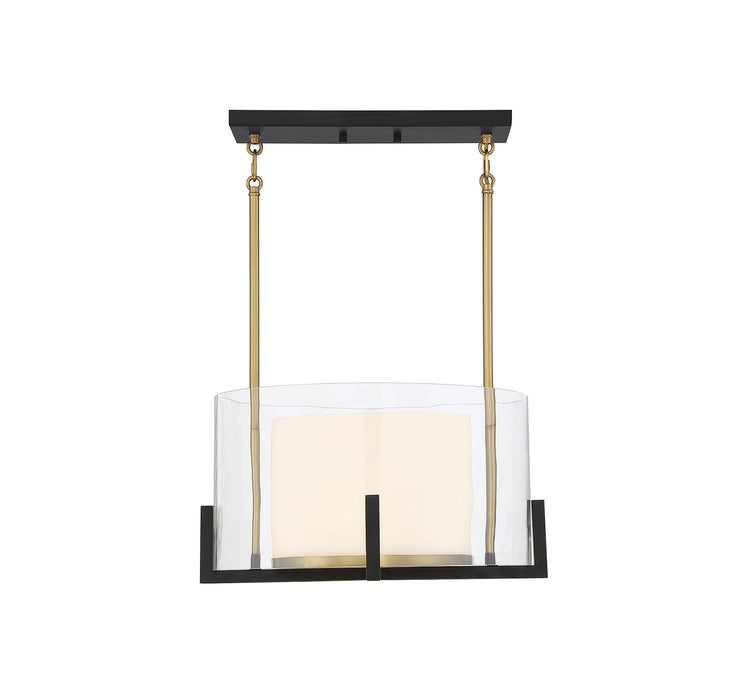 Savoy House 7-1983-1-143 One Light Pendant, Matte Black with Warm Brass Accents