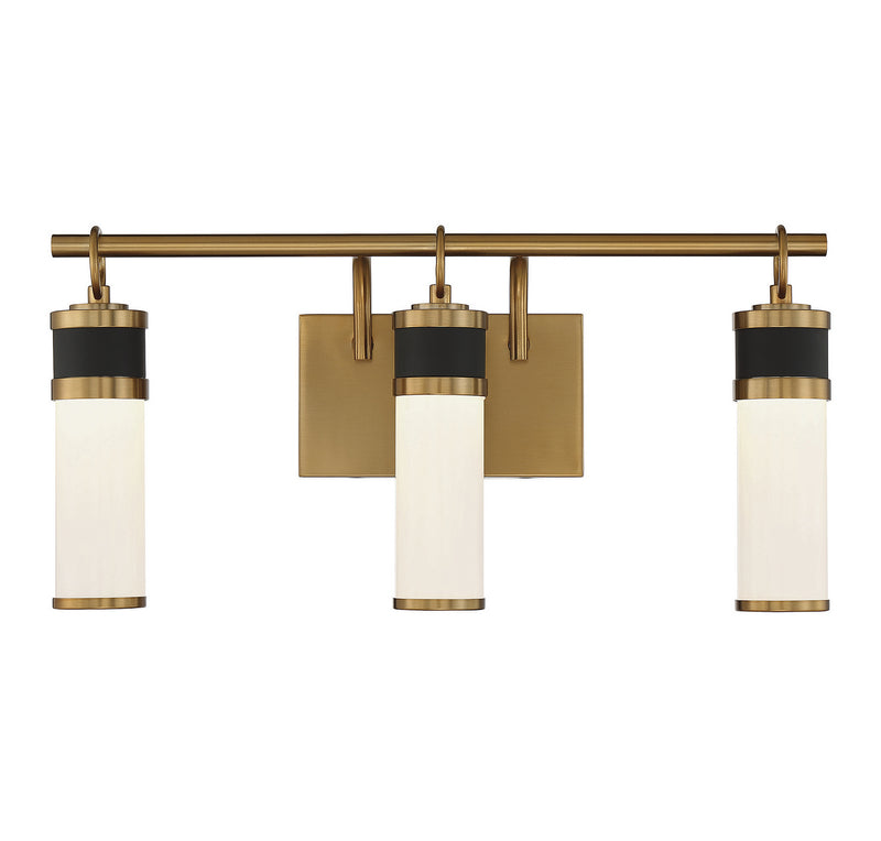 Savoy House 8-1638-3-143 LED Bathroom Vanity, Matte Black with Warm Brass