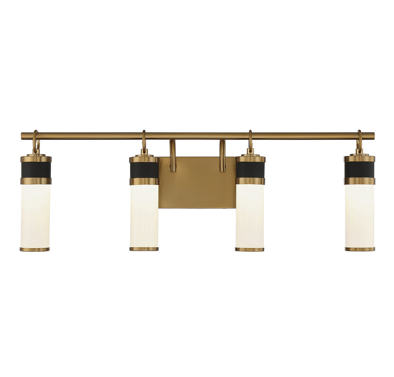 Savoy House 8-1638-4-143 LED Bathroom Vanity, Matte Black with Warm Brass
