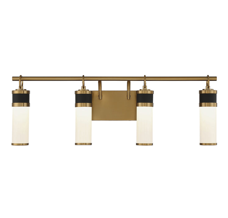 Savoy House 8-1638-4-143 LED Bathroom Vanity, Matte Black with Warm Brass