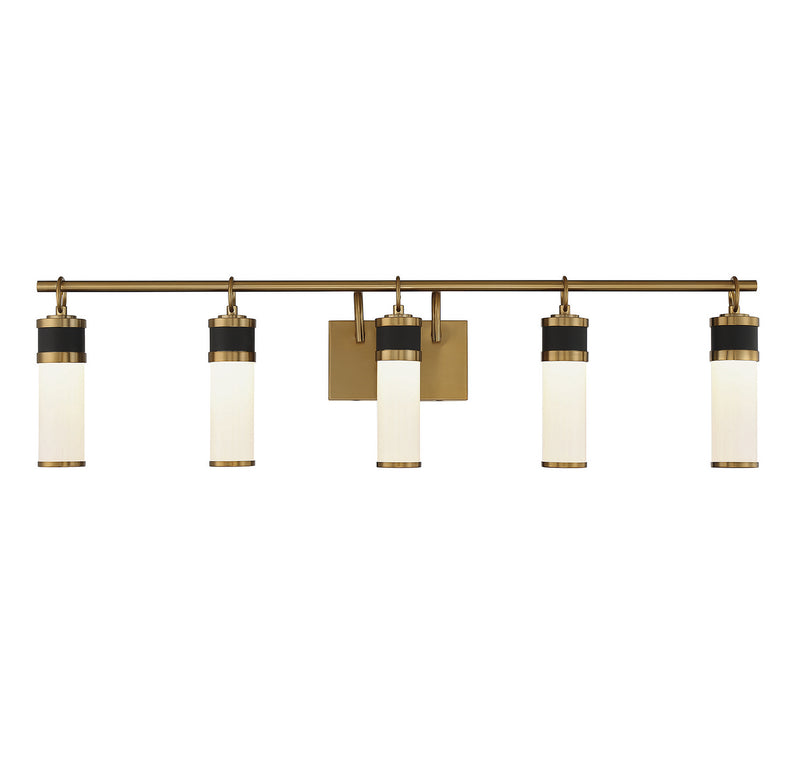 Savoy House 8-1638-5-143 LED Bathroom Vanity, Matte Black with Warm Brass