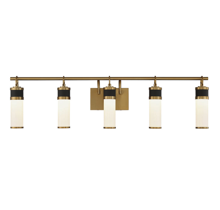 Savoy House 8-1638-5-143 LED Bathroom Vanity, Matte Black with Warm Brass