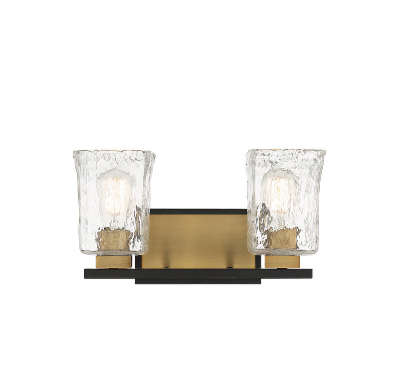 Savoy House 8-1720-2-143 Two Light Bathroom Vanity, Matte Black with Warm Brass