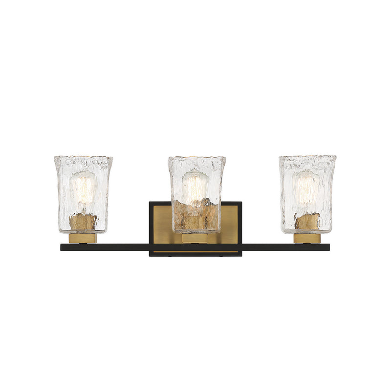 Savoy House 8-1720-3-143 Three Light Bathroom Vanity, Matte Black with Warm Brass