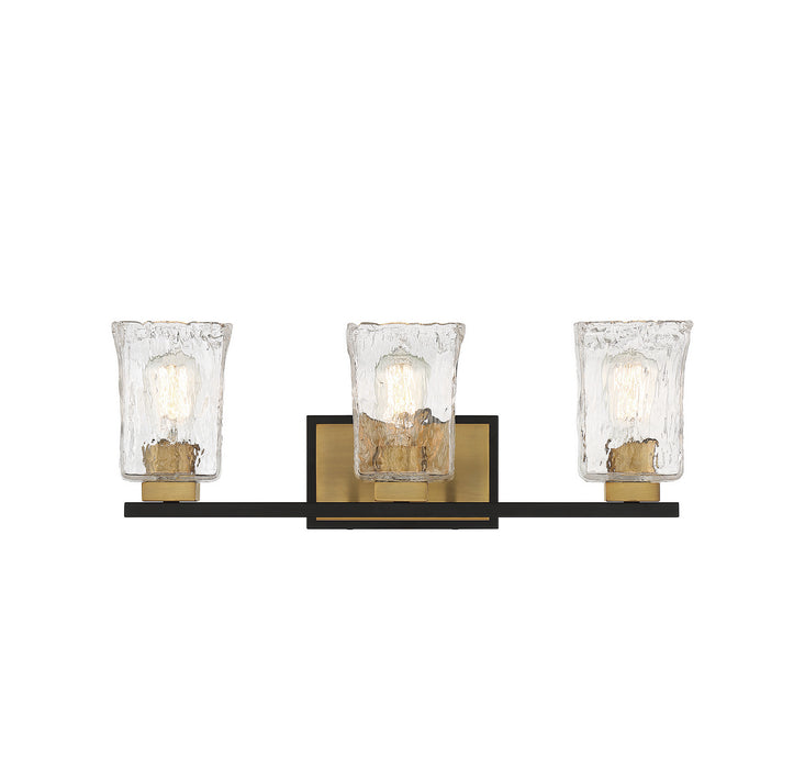 Savoy House 8-1720-3-143 Three Light Bathroom Vanity, Matte Black with Warm Brass