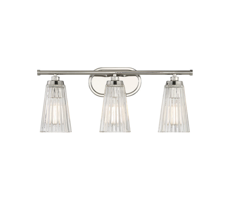 Savoy House 8-1745-3-109 Three Light Bathroom Vanity, Polished Nickel