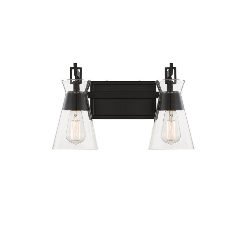 Savoy House 8-1830-2-BK Two Light Bathroom Vanity, Matte Black