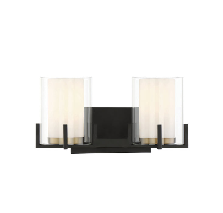 Savoy House 8-1977-2-143 Two Light Bathroom Vanity, Matte Black with Warm Brass